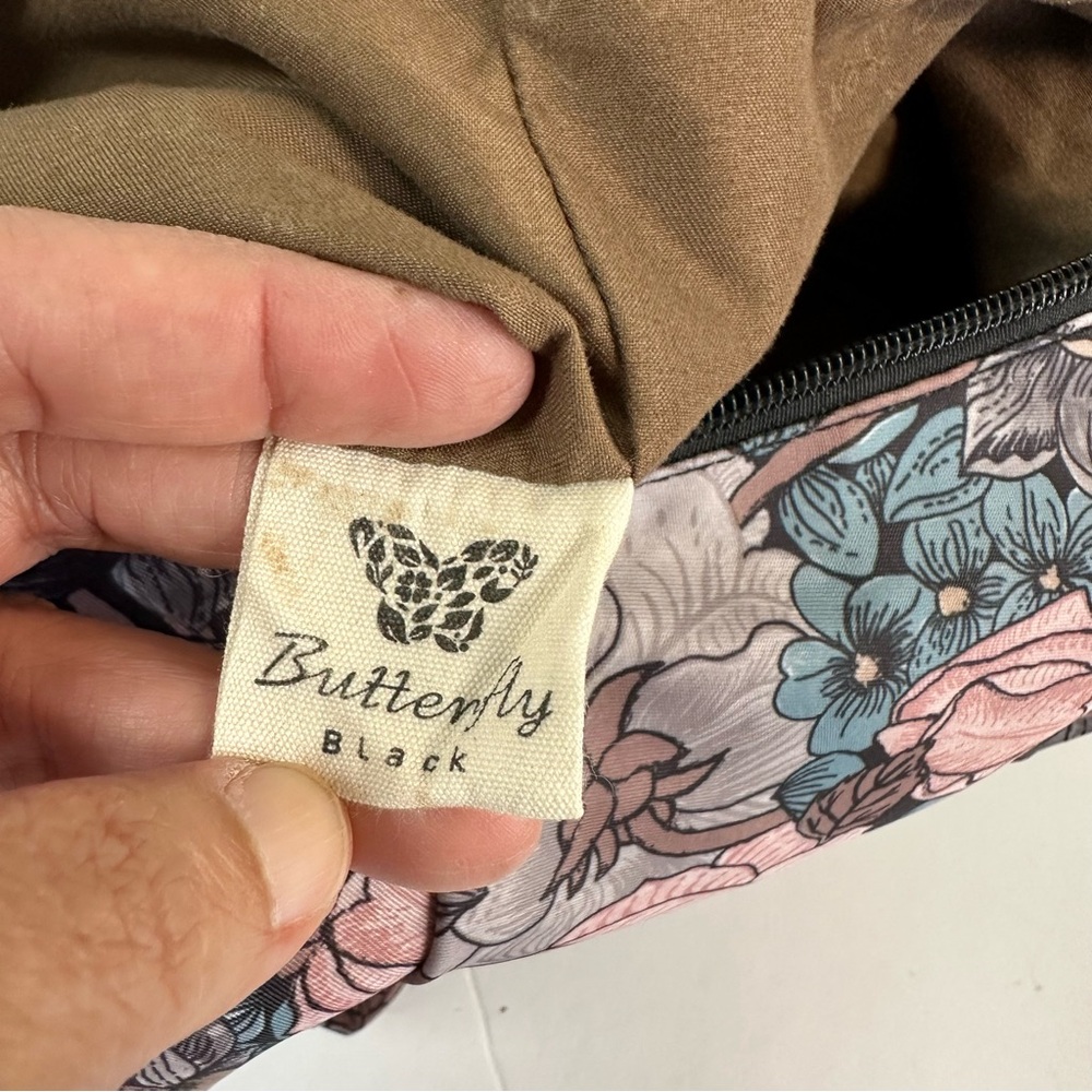 Butterfly Black Sling Backpack Floral Print Triangle Bag Adjustable‎ Strap Boho - Picture 6 of 9